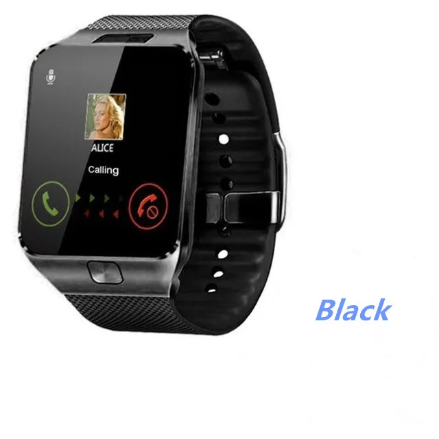 Black Умные часы с сенсорным экраном DZ09 высокопиксельное bluetooth-соединение для совершения звонков SIM GSM для Ios Android телефон поддерживает мульти-лангу - Цвет: Black