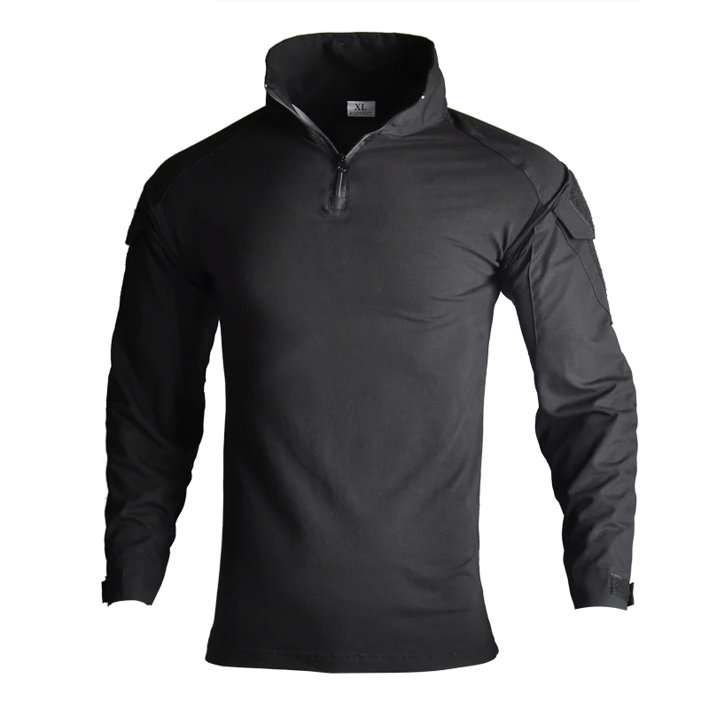 군대 티셔츠, 남성 긴 소매 위장 전술 셔츠, 사냥 전투 멀티캠 카모 티셔츠, 팔꿈치 패드 포함