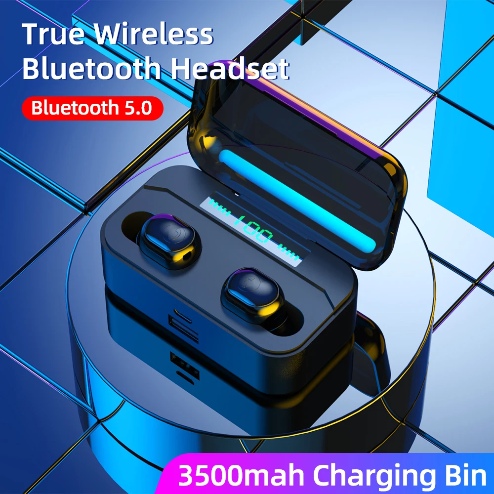 TWS G6s, беспроводные Bluetooth наушники, 5,0, свободные руки, наушники, спортивные, басы, наушники, водонепроницаемая гарнитура с микрофоном, 3500 мАч, зарядная коробка