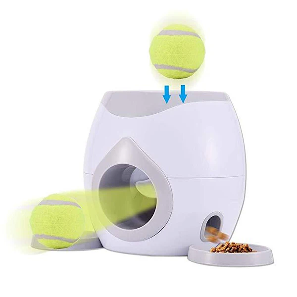 

Dog Slow Feeder Toy Tennis Ball Thrower Food Reward Machine Fetch and Treat Training Toy PAK55