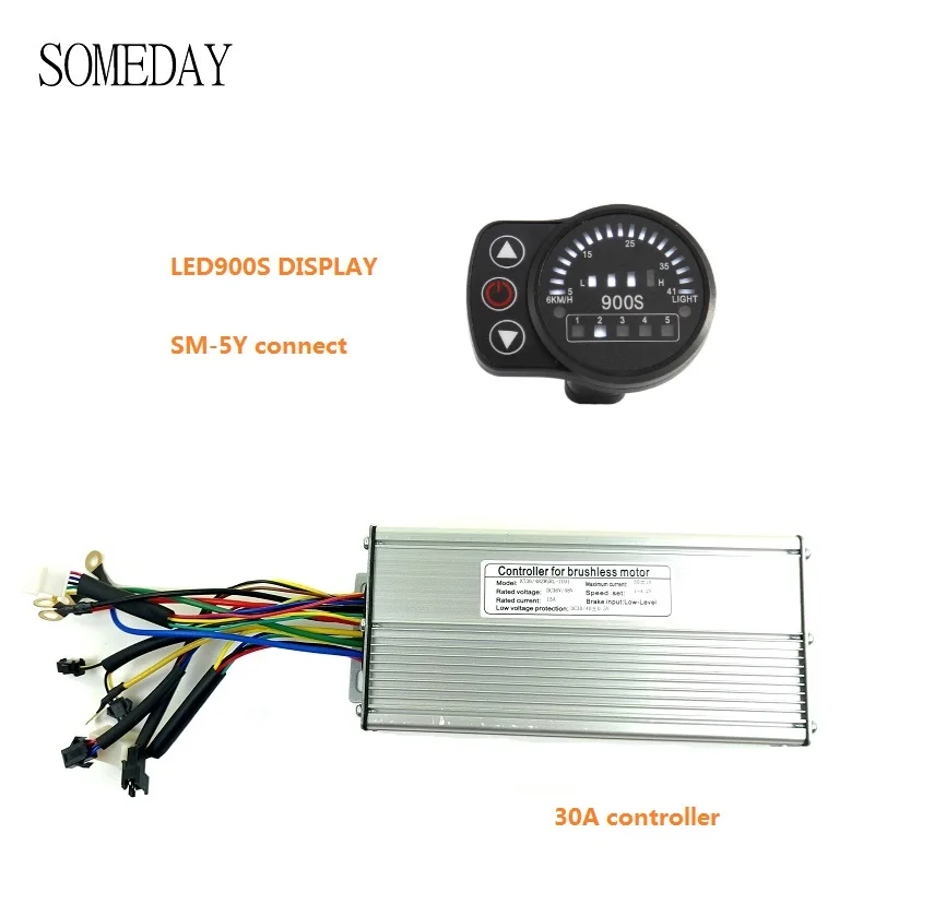 

SOMEDAY KT 36V/48V 30A standard square wave controller with KT led/LCD display for 36v/48v 1000w brushless motor ebike kit