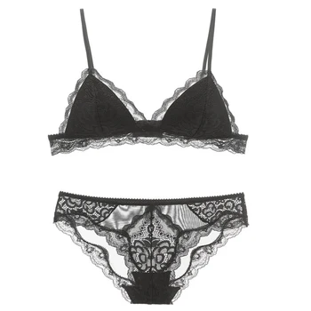 

Ladies Set Lace Bra Brief Sets Women Thin Cotton Triangle Cup Wire Bras Lace Sexy Girl Breast Underwear