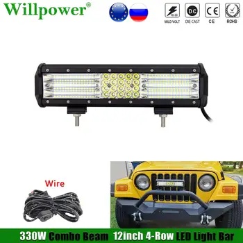 

Offroad Car 4-Row 12" LED Light Bar For Jeep JK 4x4 Truck SUV UTV ATV Pickup Front Bumper Driving Fog Lamp LED Bar