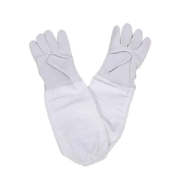 

Sheepskin Gloves Bee Keeping Protective Tools White Linen Canvas Sleeves