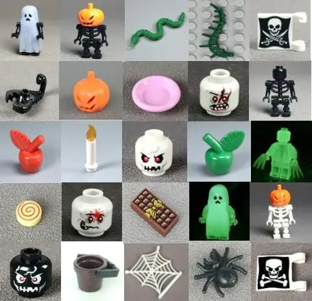 Кубики MOC на Хэллоуин тыква конфеты скелет кровь могила зомби модель