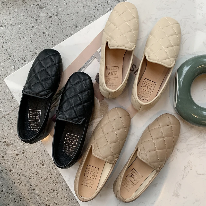 

Women elegant Flats Pure color Shoes Square head Loafers Fashion Sweet Flat Female comfortable Casual Shoes Zapatos Mujer U25-28