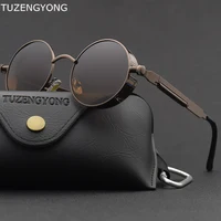 Classic Gothic Steampunk Sunglasses Polarized Men Women Brand Designer Vintage Round Metal Frame Sun Glasses High Quality UV400 1