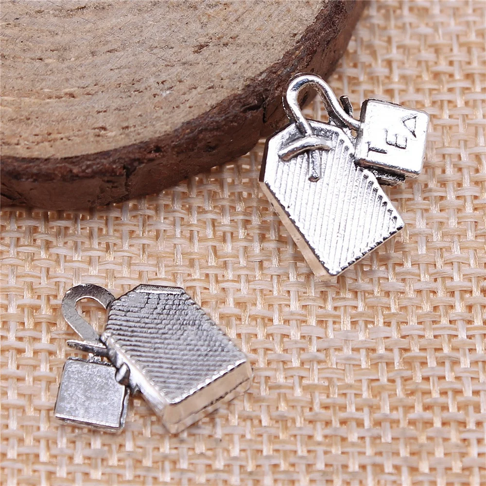 

WYSIWYG 10pcs 15x15mm Charms Tea Bag Antique Silver Color Plated Pendants Making DIY Handmade Tibetan Silver Color Jewelry