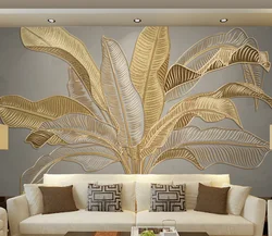 beibehang custom papel de parede 3d Golden Line Banana Leaf wallpaper living room home decor mural papel mural house decoration