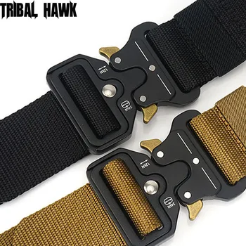 

Military Tactical Army Nylon Belt Police Men Jeans Belt Metal Buckle Cinto Waist Strap Outdoor Survival Hunting Cinturon Tactico