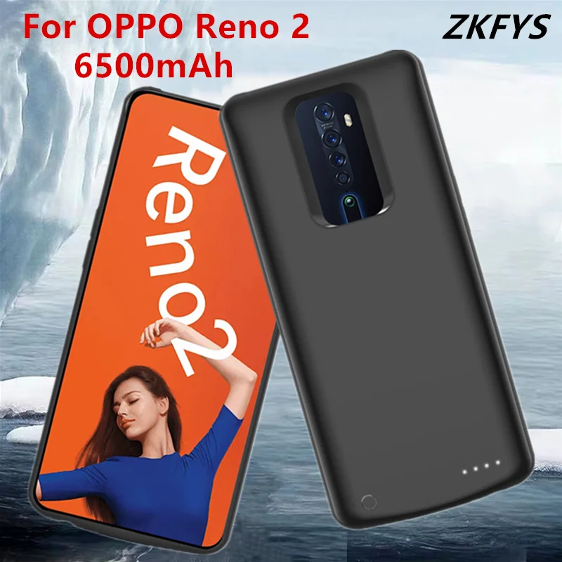 Чехол ZKFYS для внешнего аккумулятора OPPO Reno 2 чехол 6500 мАч силиконовый ударопрочный