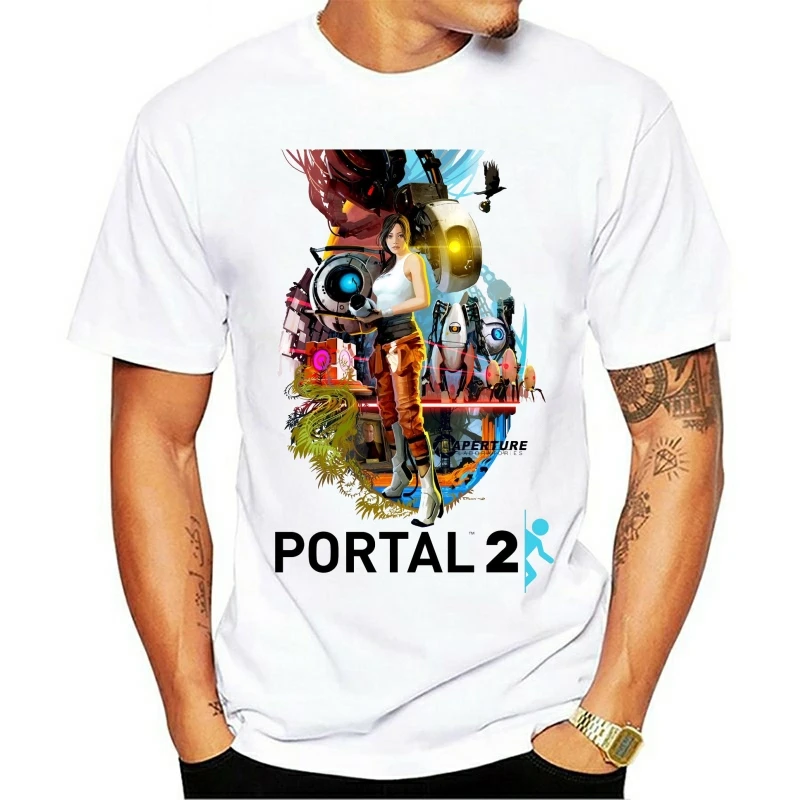 2021 для отдыха модные 100% хлопковые футболки с круглым вырезом и игры PORTAL 2 мужчин