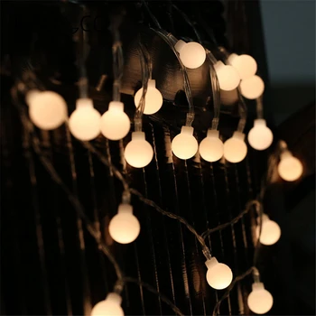 

JUSOCCO 20 Led Battery Christmas Tree Garland String Xmas Indoor Outdoor Ball Curtain Navidad Curtain Fairy Holiday Lights