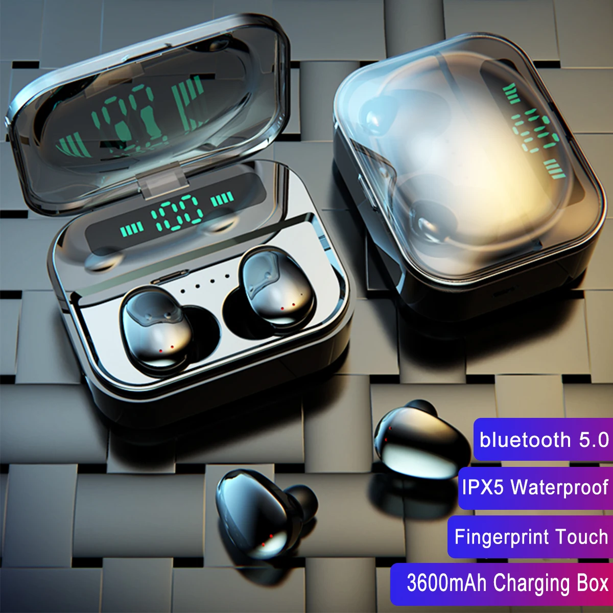 

TWS True Wireless Earbuds bluetooth Earphones Mini TWS Waterproof Fingerprint Touchable with 3600mah Power Bank For All Phones