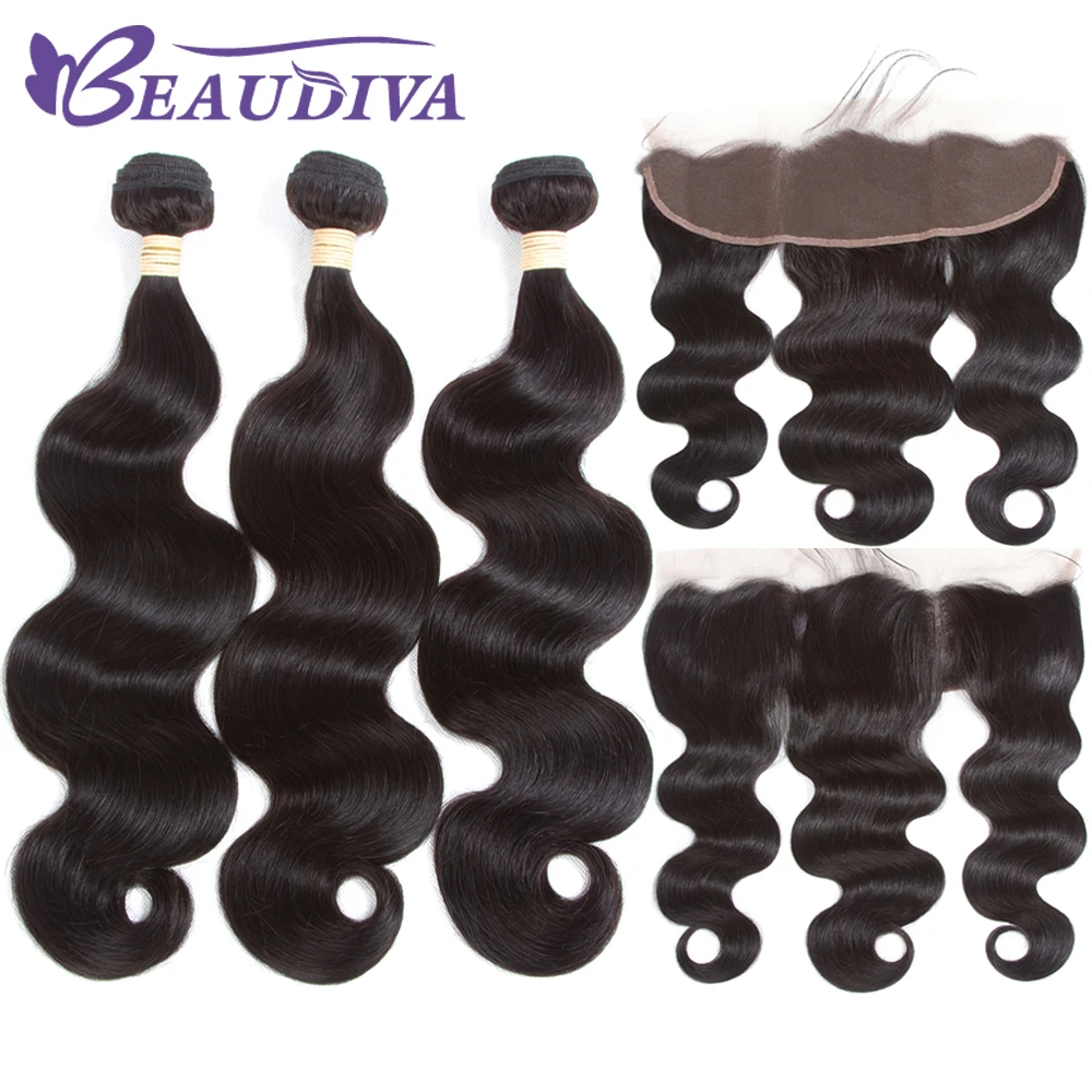 

Luxediva Hair 13x4 Lace Frontal Closure With Bundles Remy Brazilian Body Wave Human Hair Bundles With Frontal Closure Preplucked
