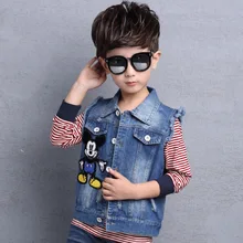 Джинсовый жилет для девочек весна-осень г., стильный детский жилет для мальчиков и девочек детское пальто из чистого хлопка, Fa