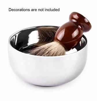 

Home Salon Stainless Steel Container Facial Beard Cleaning Tool With Lid For Men Shaving Bowl Brush Soap Non Slip Professional