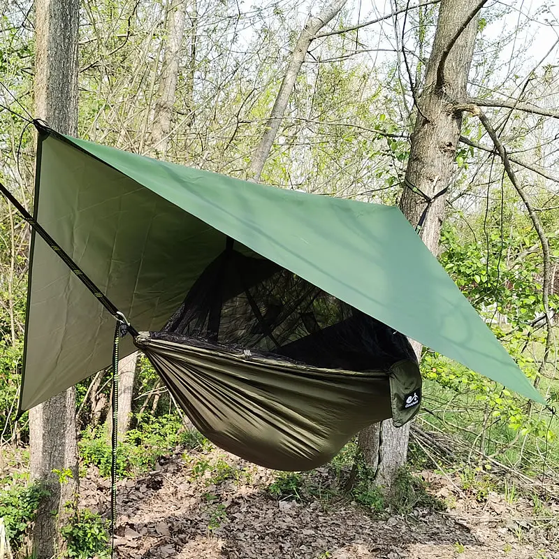 Outdoor Camping Anti-Mosquito Hammock Hanging-Bed Parachute Fabric Mosquito-Net Sleeping-Swing Hunting Lightweight Portable Camp