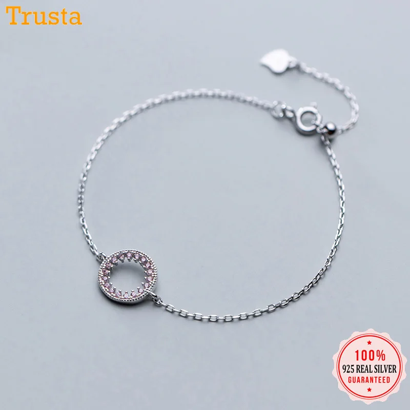 Trustdavis подлинный модный 925 пробы Серебряный Круглый английский вафельный браслет-цепочка для женщин подарок на день Святого Валентина DS2405
