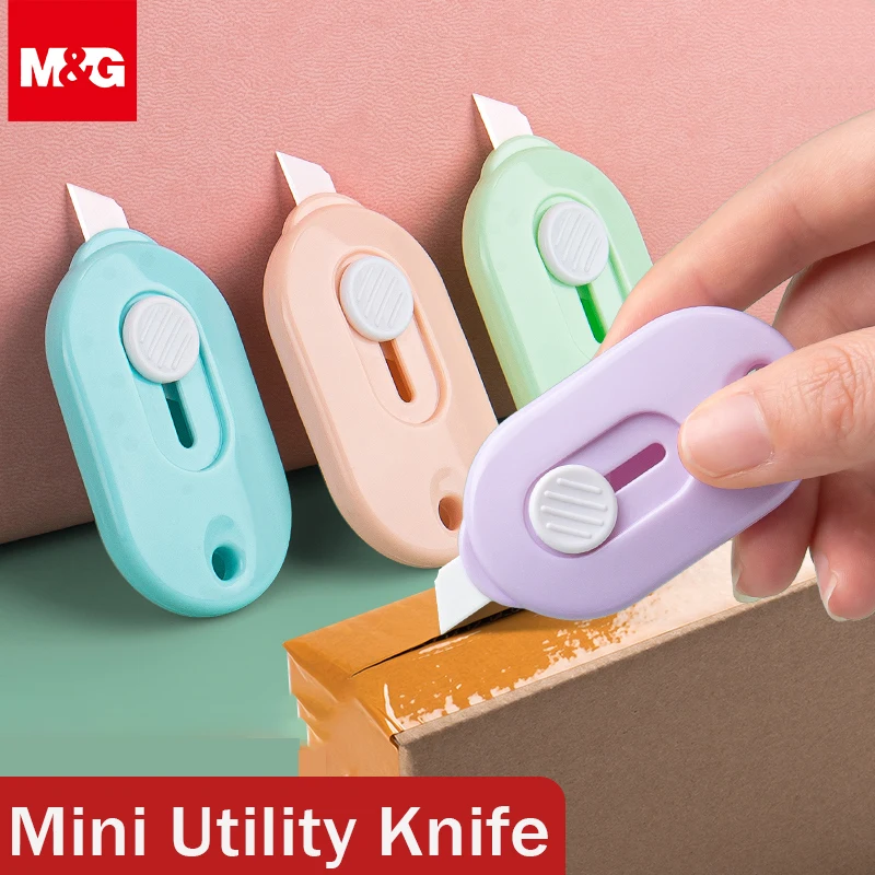 M&G Mini Portable Utility Knife Paper Cutter Cutting Paper Razor Blade Cute Morandi knife Office Stationery Cutting Supplies 1 3pcs portable mini cat claw utility knife kawaii stationery kids handmade paper cutter express box knife office supplies