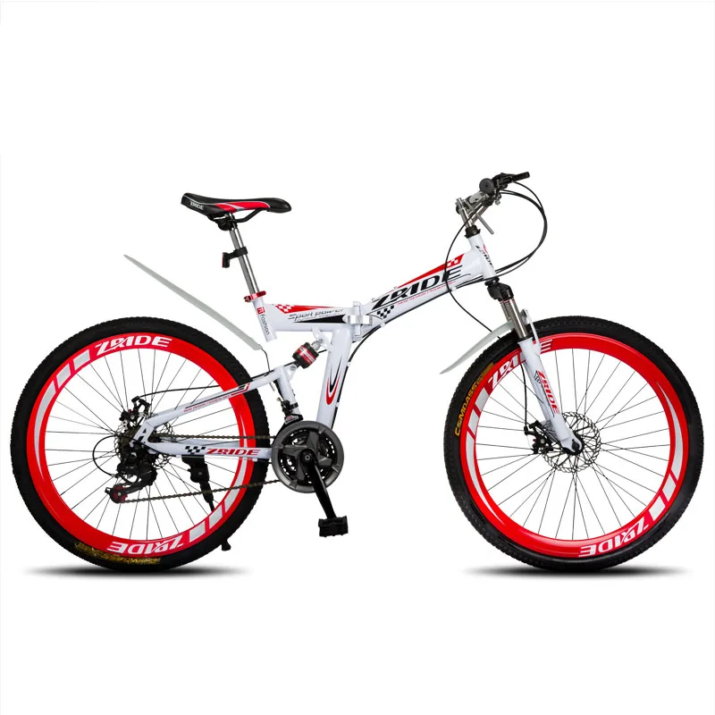 Mountain Bike 24 Inch 21/24/27/30 Speed Folding Mountain Bicycle Double Disc Brake 2019 New Suitable for Adults