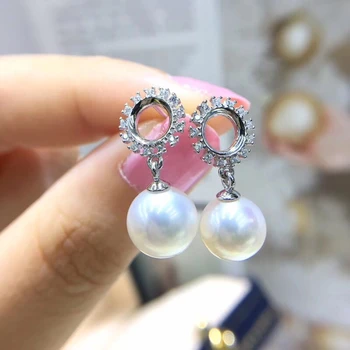 

925 Sterling Silver Earrings Settings Findings Stud Earrings Settings Mountings Parts Mounts for Pearl Jade Corals Stones Beads