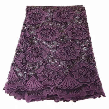 

Purple sky blue 2019 Latest Nigerian sequins Lace Fabric African Tulle Lace Fabric High Quality French Lace Milk Silk Material