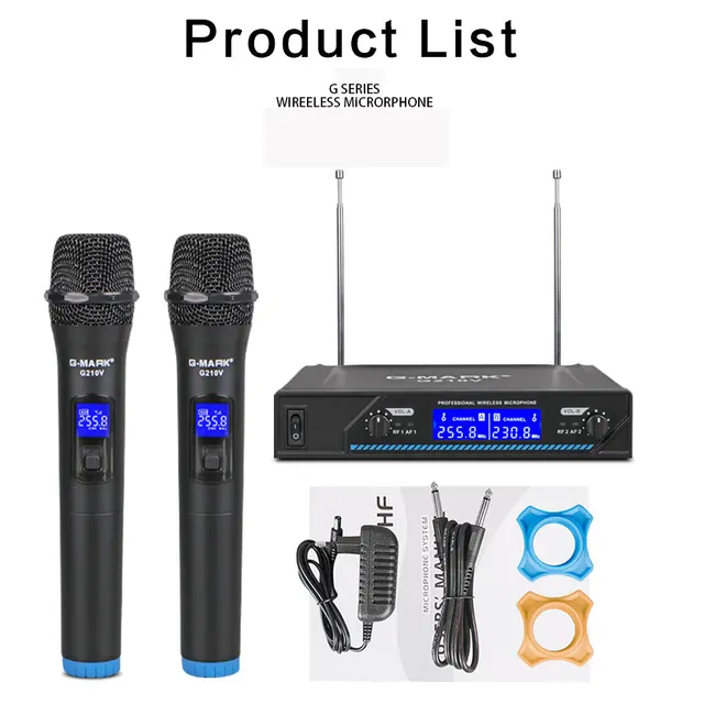 Wireless Microphone G-MARK G210V 2 Channels VHF Professional Handheld Mic For Party Karaoke Church Show Meeting 6
