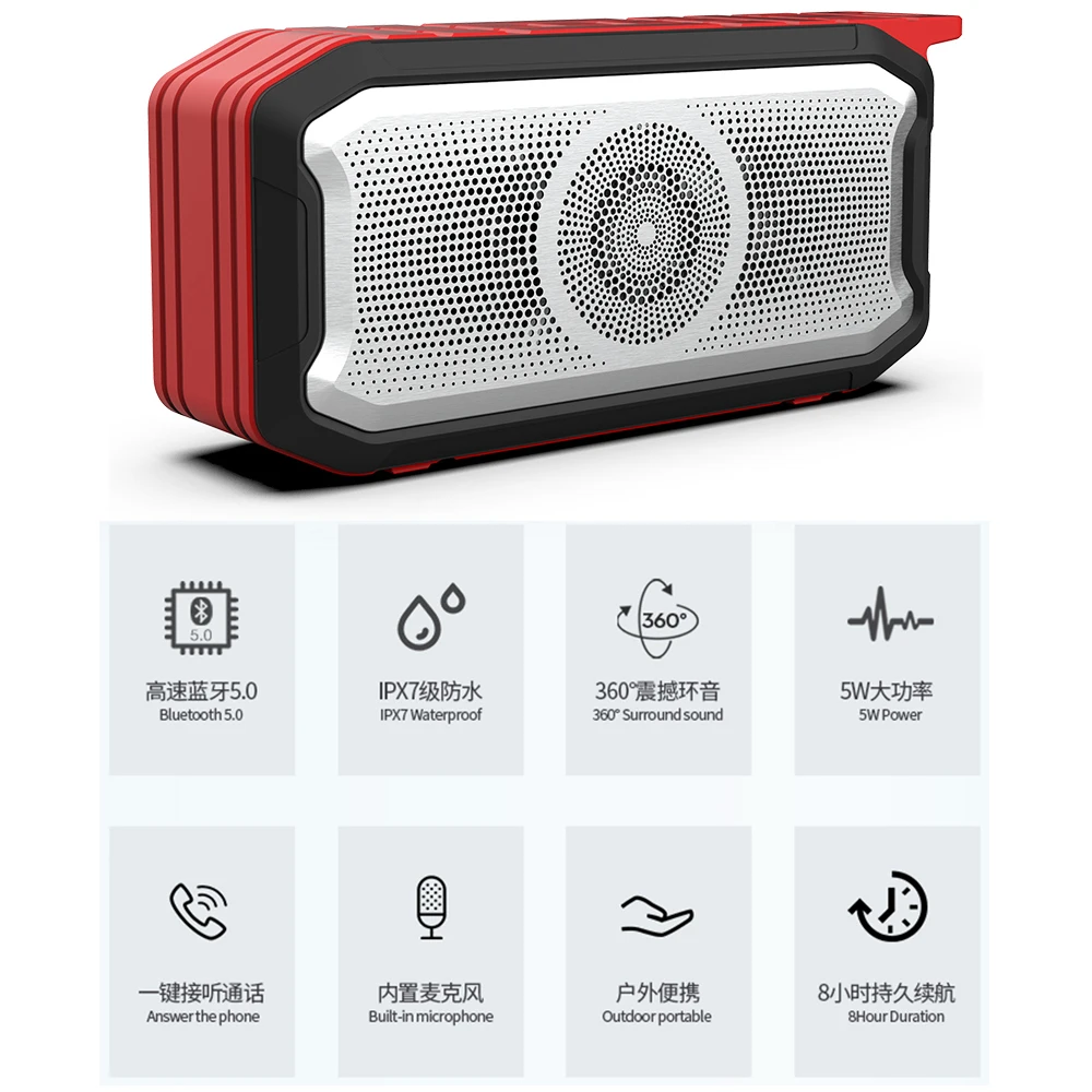 X3 Bluetooth 5,0 динамик беспроводной открытый переносной водонепроницаемый динамик длительный ручной звонок TWS Aux TF USB fm-радио