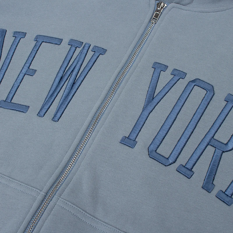Haze Blue Vintage Letters Embroid Brand Quality