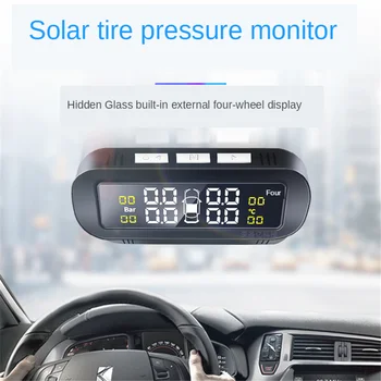 

TPMS Car Tire Pressure Monitoring System Real-time Display Attached to Glass TPMS Wireless Solar Energy with 4 Sensors