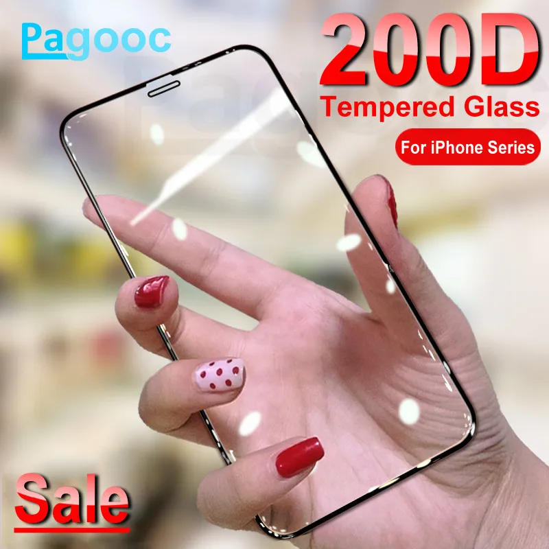 200D Curved Protective Glass For iPhone 11 Pro Xs Max X XR XS Tempered Screen Protector Glass on iPh