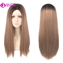 AIYEE 2" 22" синтетический парик для косплея устойчивый черный фиолетовый часть жара зеленый цвет волна блонд парик Омбре синтетический парик
