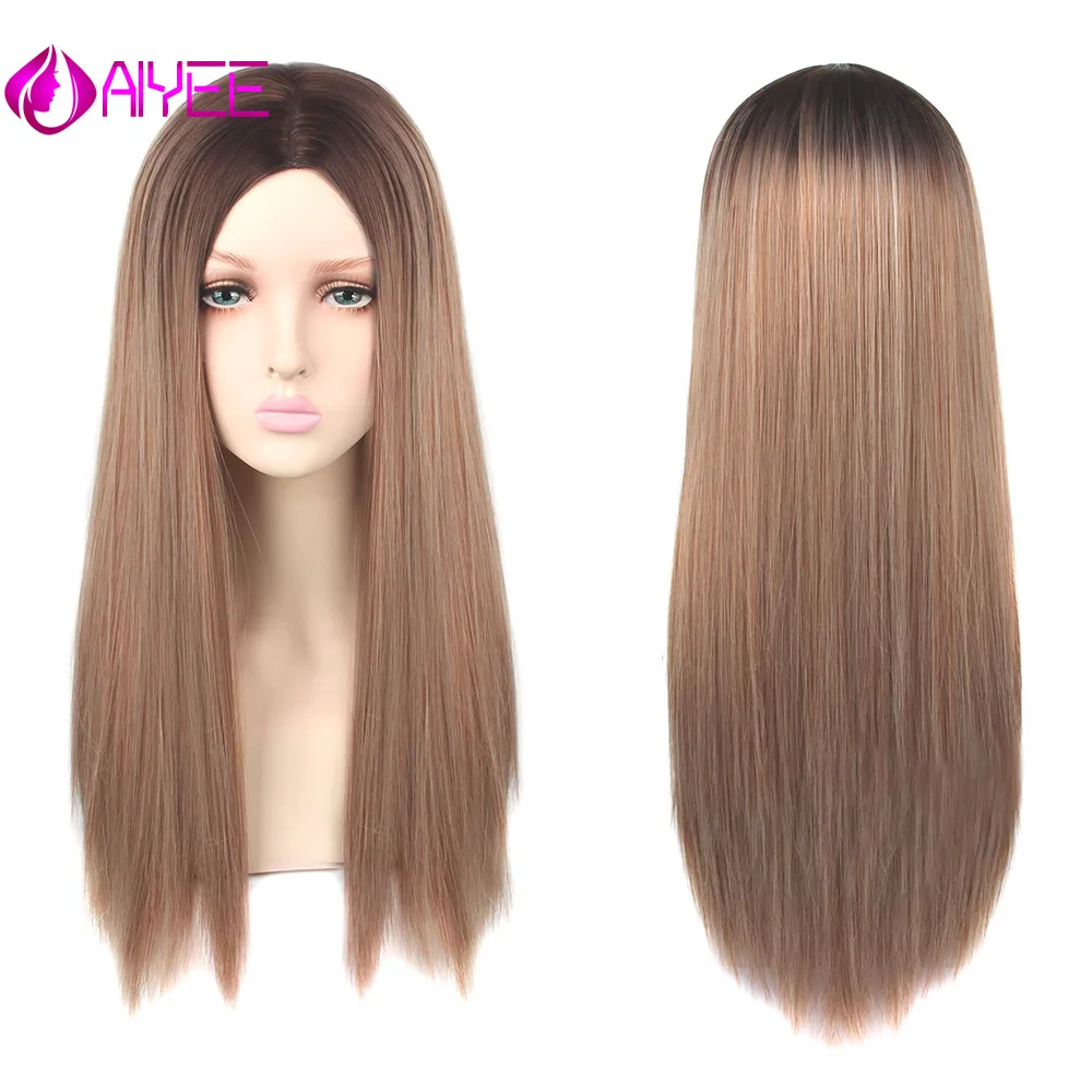 

AIYEE 26''22'' Synthetic Wig Cosplay Wig Resistant Black Purple Part Heat Green Colors Wave Blonde Wig Ombre Synthetic Wig