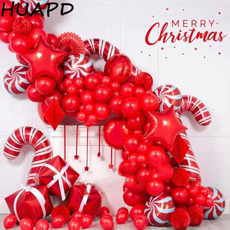 1pcs 83cm foil balloons Red Candy Cane Merry Christmas balloon decoration inflatable air balls Birthday party supplies Xmas