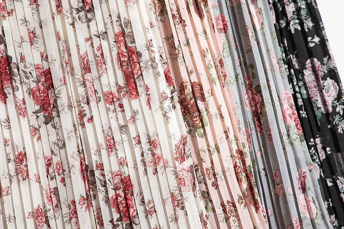 Saia para Mulher Cintura a Linha Longa com Forro Floral Chiffon Saia Feminina Impresso Longo Plissado Verão Elástico 6 saia para mulher verão elástico cintura a linha saia longa com forro