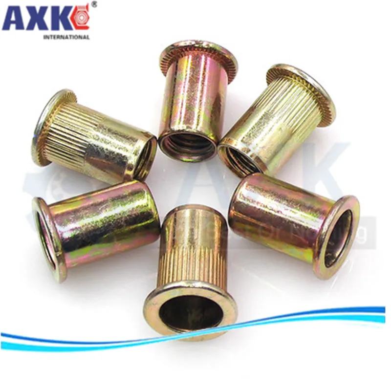 AXK M3 M4 M5 M6 M8 M10 оцинкованные гайки из углеродистой стали с накаткой Rivnut с плоской головкой заклепки с резьбой