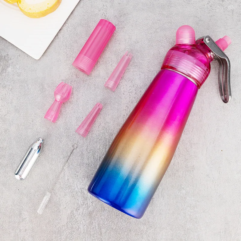 

Supreme Quality 500ml aluminum cream foamer stainless steel cream enamel vase nitrogen siphon bottle Colorful bottle