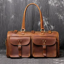 Новые винтажные Кожаные Дорожные Сумки Crazy Horse, ручная сумка, Большая вместительная мужская сумка для путешествий, натуральная кожаная сумка