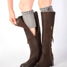 Модные женские теплые гетры; сезон осень-зима; короткие теплые вязаные носки с манжетами; декоративные зимние носки для обуви