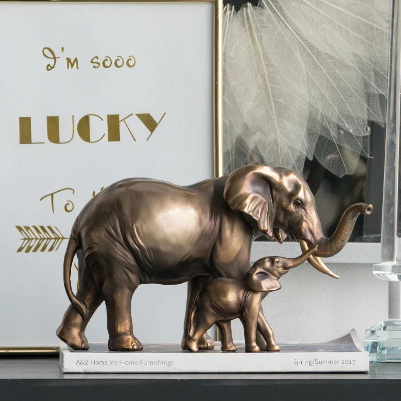 

Powkhome Творческий животных статуи домашний Декор золотые Слоны скульптурные аксессуары фарфоровые изделия народного промысла номер Декор «животное» из смолы ремесло
