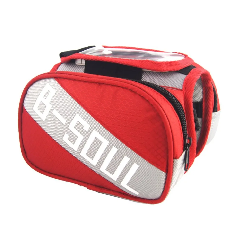 

B-SOUL Cycling Bike Touch Screen Front Frame Bag Tube Pannier Double Pouch Cellphone Bicycle Accessories MTB Bike Riding Bag