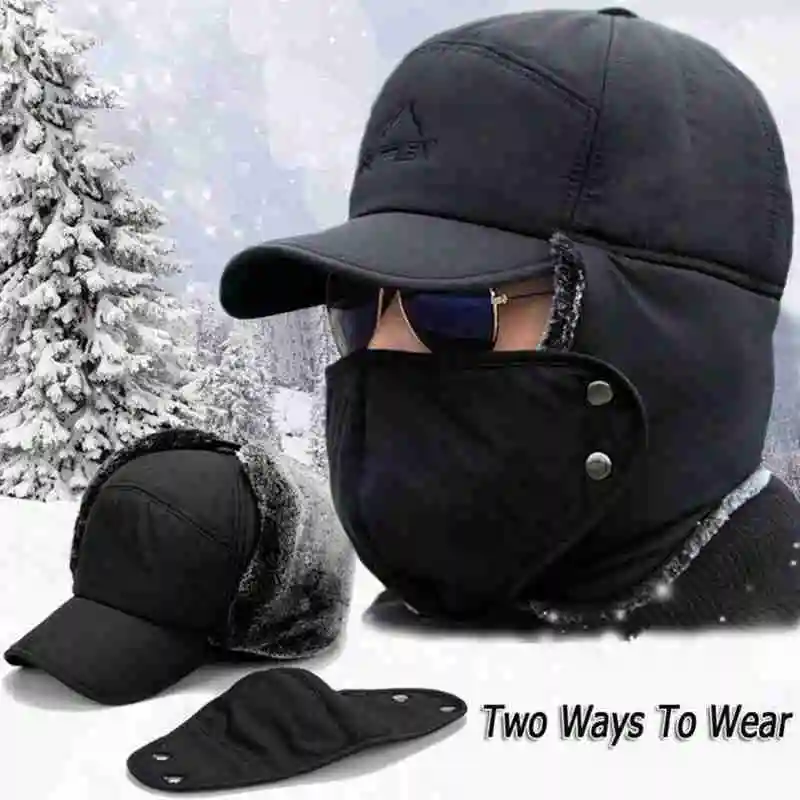 Unisex Warm Winter Trapper Trooper Hat Mens Faux Fur Hats Ski Ear Flap New Hunting Mask with Bomber Windproof Cap Hat G3L4 navy blue bomber hat
