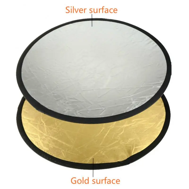 30cm Reflector 2 In 1 Collapsible Light Round Photography Gold Silivery