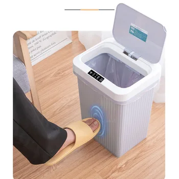 

1pc Charging Smart Trash Can Automatic Induction Dustbin with Lid Mute Waste Bin with Build-in Battery for Home Living Room Kitc