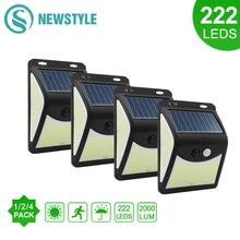 

Newstyle 222/144/100 Solar lamp outdoor for garden decoration Waterproof Powered Sunlight Motion Sensor PIR LED Wall Lights kits