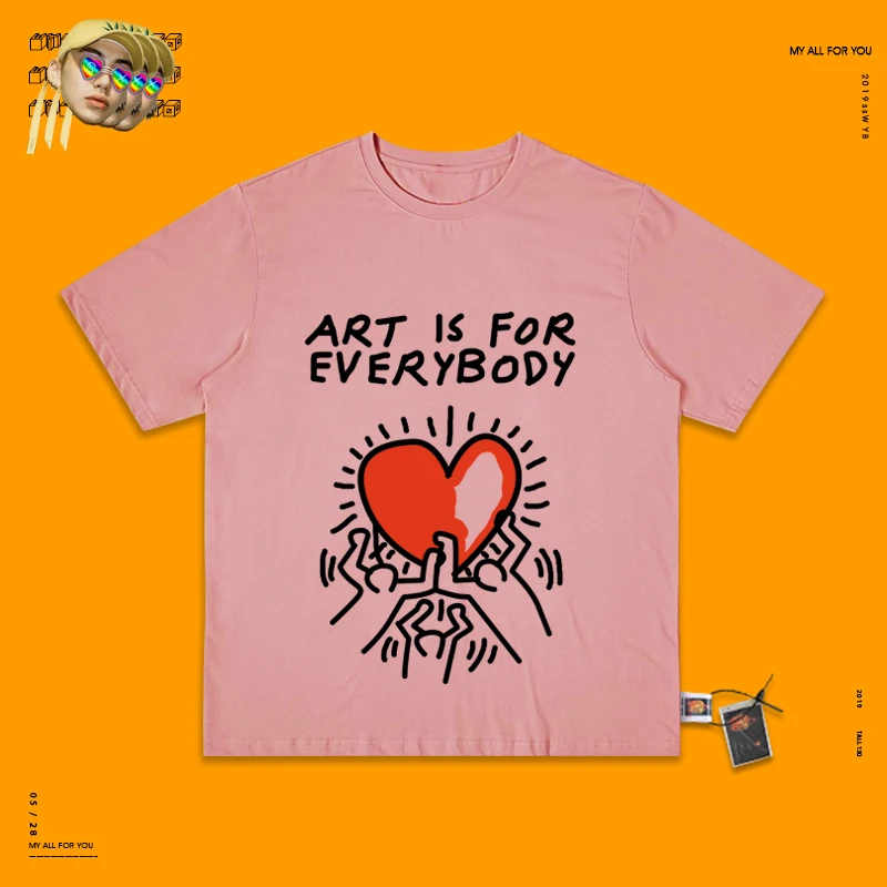 Кит Харинг мультфильм серии каракули художника совместно школа ветер короткий рукав Футболка круглый вырез для мужчин и женщин