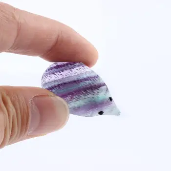 

1Pc Fluorite Natural Quartz Crystal Skull Carved Rainbow Hedgehog Stones Healing stone Home Decoration Figurine Small Ornament