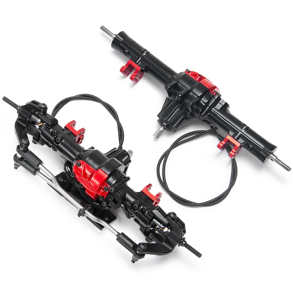 Essieu arrière en aluminium pour RC Crawler 1/10, vue de côté avec axe et supports