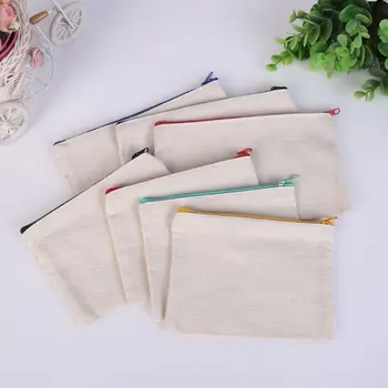 

10 Pcs Pencil Case Canvas Pencil Pouch Simple Pencil Bag Portable Stationery Pen Case Makeup Tool bag School Office Supplies C26